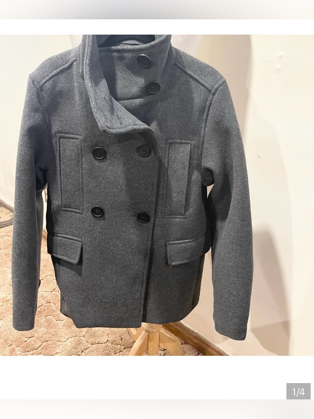 H&M Charcoal Gray Double-Breasted Peacoat